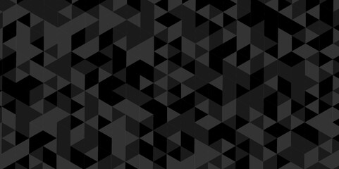 Vector geometric seamless technology gray and black polygon diamond triangle background. Abstract digital grid light pattern black Polygon Mosaic triangle Background, business corporate background.