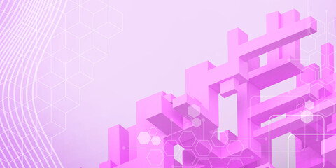 Aufkleber - Abstract background. Leadership Concepts and Developing Business Success with Technology with Pink Geometric Bridges. creative, development, banner, website, 3d rendering.