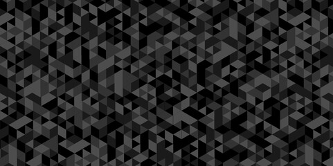 Vector geometric seamless technology gray and black triangle background. Abstract digital grid light pattern black Polygon Mosaic triangle Background, business and corporate background.