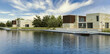 Design of a new housing development integrated into a water and park landscape - 3D visualizationd