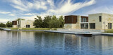 Fototapeta  - Design of a new housing development integrated into a water and park landscape - 3D visualizationd