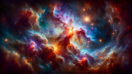Wall Mural - Starry Night Galaxy with Electric Plasma Flashes. Space Nebula background wallpaper