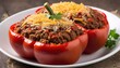 Stuffed pepper with ground meat and rice