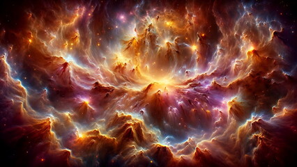 Wall Mural - Cosmic Nebula Bursting with Glowing Supernova. Space Galaxy background wallpaper