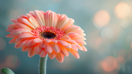 Wall Mural - pink gerbera on a blue background