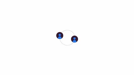Poster - Rotating users avatars on orbit line 2D object animation. Internet communication network flat color cartoon 4K video, alpha channel. Connection technology animated item on white background