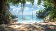 a swing positioned on the sandy shore, inviting guests to indulge in moments of relaxation and contemplation while soaking in the sights and sounds of the ocean, in realistic 8k high resolution.