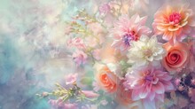 Bouquet Of Pastel Roses, Perfect For Events And Soft Aesthetic Backgrounds.