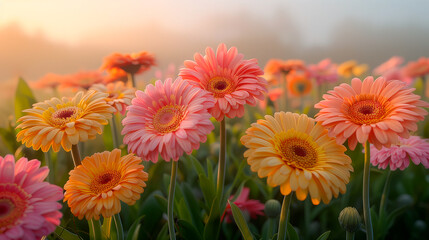 Wall Mural - bright gerberas in the meadow