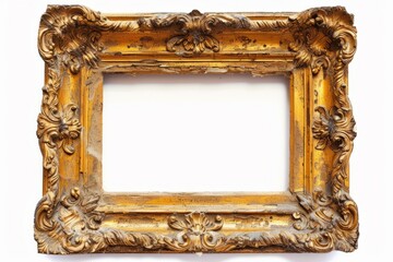 Wall Mural - Golden frame isolated on a white background.