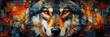 © Oksana - A compelling portrait of a wolf, depicted with dynamic and expressive brushstrokes in a moody palette