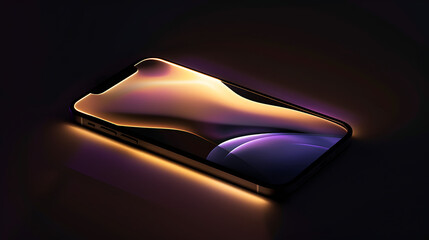 Wall Mural - abstract background with glowing lines in purple, gold and black. 