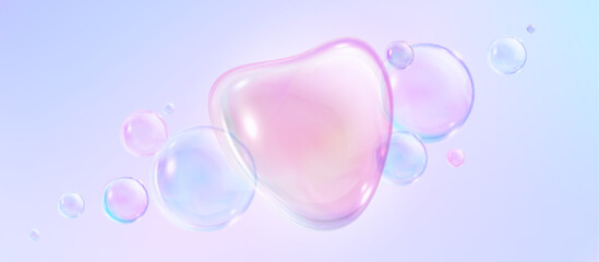 Poster - realistic pink magic dream soap bubble background with light reflection on ball for game. abstract g