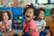 © AI_images - Young students enthusiastically practicing vowel sounds aloud in class, fostering early literacy skills and phonetic awareness.