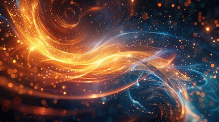 Poster - Orange and blue background with lines and lights, in the style of swirling vortexes, cry engine. Generative AI.