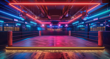 Aufkleber - Playing in the ring, with led screens, relaxed and casual. Generative AI.