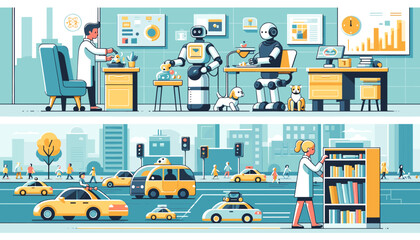 Wall Mural - Concept of Artificial Intelligence Robotics and Automation Image. Vector illustration.