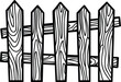 A wooden fence is open and has a cross shape