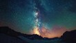 Starry night sky over mountain range