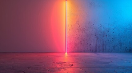 Poster - A minimalist wall with a single, bold brushstroke in a neon color, contrasting with the neutral background.