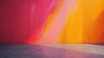 Poster - A minimalist wall with a single, bold brushstroke in a neon color, contrasting with the neutral background.