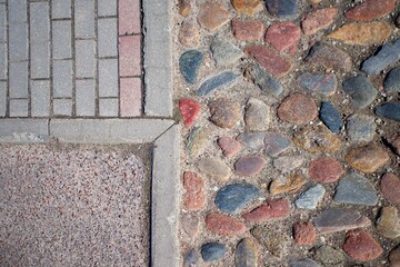 Wall Mural - Pedestrian road with three types of road surface.