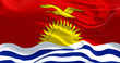 Close-up of Kiribati national flag waving in the wind