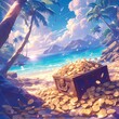 Discover the Lost Treasure on a Mysterious Island with Sunlit Paradise and Shimmering Gold Doubloons