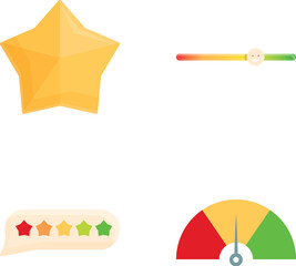 Poster - Customer satisfaction icons set cartoon vector. Various satisfaction indicator. Survey client, review rating