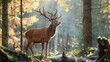 Ethical red deer in the forest