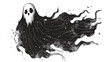 Hand drawn ghost. Black and white. Vector illustration