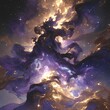 Beyond the Universe: An Epic Nebula in Vibrant Hues of Purple and Gold