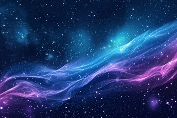 Canvas Print - A colorful background featuring shades of blue and purple, adorned with sparkling stars, An abstract cosmic design illustrating a clear starry night, AI Generated