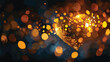 Heart icon bokeh on gold color background for Christm