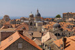 Aerial view of Old Town (Stari Grad) from medieval city ​​wall by Adriatic Sea, Dubrovnik, Croatia