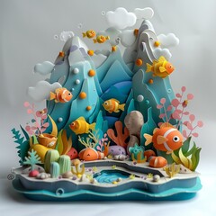 cute papercraft under the sea