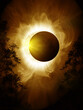 Solar Eclipse. The moon moving in front of the sun. 3D illustration