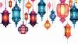 Islamic colorful Ramadan lantern background template