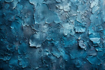 Poster - A close-up view of peeling blue paint, revealing the wear and tear of the wall's texture and its history