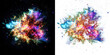 cosmic nova radiant  bursts iridescent colors supernova sci-fi stars against black and isolated alpha transparent background