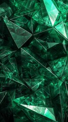 Digital illustration of emerald green geometric crystals with a vivid and intricate design