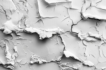 Poster - Striking black and white cracked paint texture showcasing decay and the passage of time on a wall surface