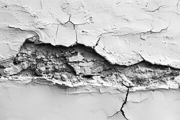 Poster - A stylish grayscale image of paint peeling off a concrete wall, emphasizing texture and the effects of aging