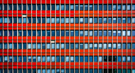 Canvas Print - Rote Hochhausfassade