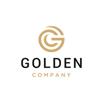 Golden Initial Letter GC C G CG with Luxury Elegant Circular Circle Shape Line Art Logo Design