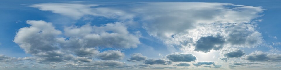 Wall Mural - blue skydome with haze in 360 hdri panorama in equirectangular format with zenith and clouds and sun