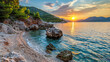 Sunset at the seacoast in Montenegro