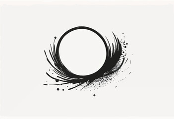 Poster - Hand Drawn Texture Brush Stroke Creating a Round Logo Frame