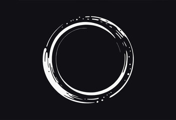 Poster - Round Logo Frame Hand Drawn Texture Brush Stroke in Minimalist Doodle Style