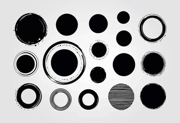 Poster - Minimalist Doodle of Round Circular Logo Hand Drawn Brush Stroke Icon Frame